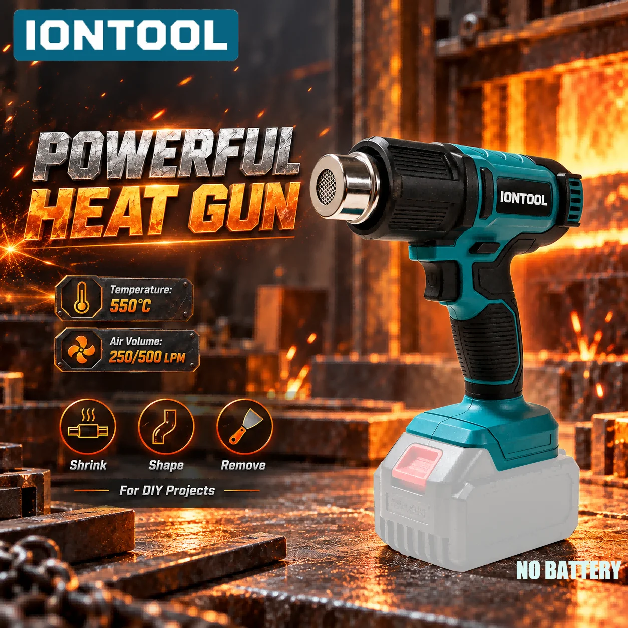 Cordless Heat Gun For Shrink Tubing - IONTOOL Pistola Termica Senza Fili 550