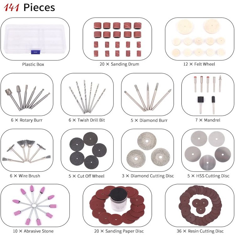 141Pcs Mini trapano elettrico  - Cordless Rotary Tool Kit Accessories recensione e prezzo