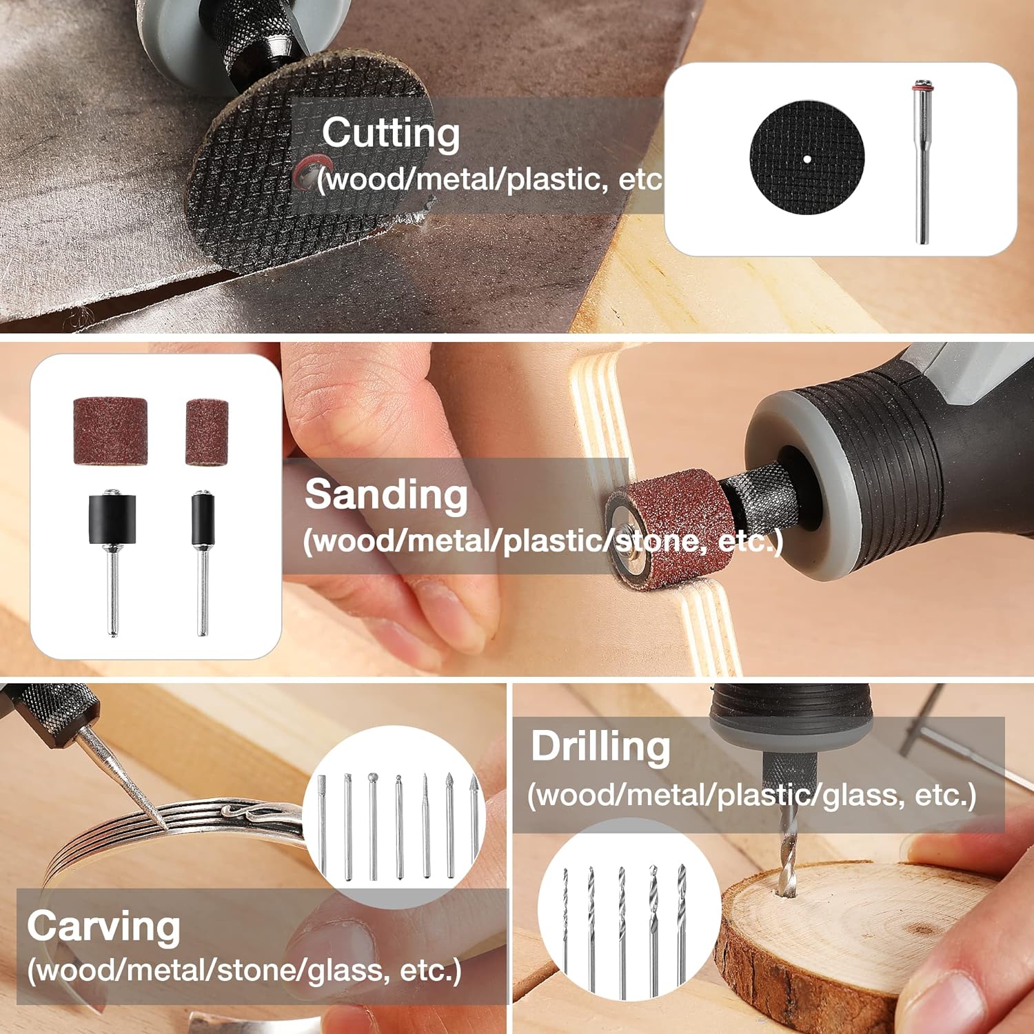 Kit di utensili rotanti senza  - Cordless Rotary Tool Kit Accessories recensione e prezzo